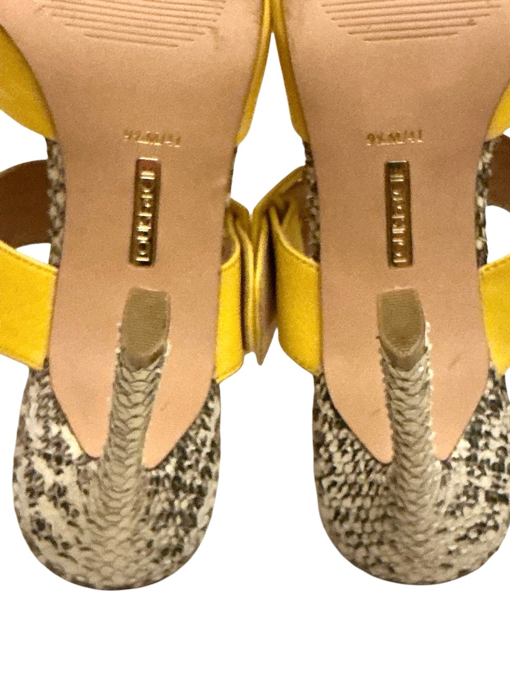 Louise et Cie Talia Yellow Leather Mule Snakeskin Heels Sexy Slip-ons Size-9.5 - Picture 14 of 15